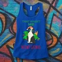 That Wasn't Me Meowy Catmas Funny Cat Cute Christmas Gift Women's Tank Top thumb 3