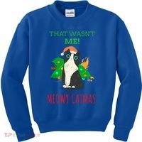 That Wasn't Me Meowy Catmas Funny Cat Cute Christmas Gift Kids Sweatshirt thumb 0