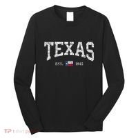 Texas Women Men Kids Texas State Map Flag Distressed Long Sleeve Shirt thumb 0