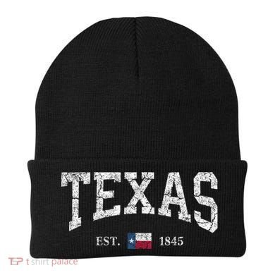 Texas Women Men Kids Texas State Map Flag Distressed Beanie