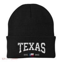 Texas Women Men Kids Texas State Map Flag Distressed Beanie thumb 0