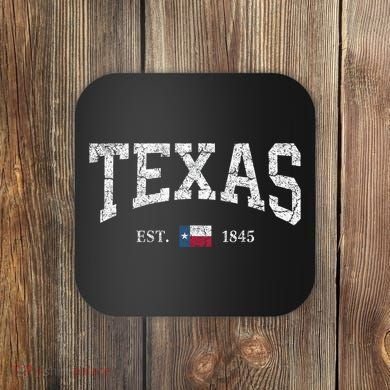 Texas Women Men Kids Texas State Map Flag Distressed Coaster