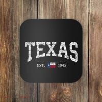 Texas Women Men Kids Texas State Map Flag Distressed Coaster thumb 0