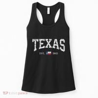 Texas Women Men Kids Texas State Map Flag Distressed Women's Tank Top thumb 0