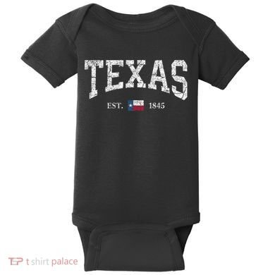 Texas Women Men Kids Texas State Map Flag Distressed Baby Bodysuit