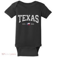 Texas Women Men Kids Texas State Map Flag Distressed Baby Bodysuit thumb 0