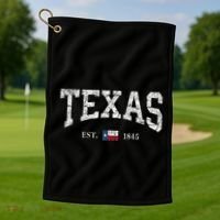 Texas Women Men Kids Texas State Map Flag Distressed Golf Towel thumb 1