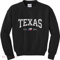 Texas Women Men Kids Texas State Map Flag Distressed Kids Sweatshirt thumb 0