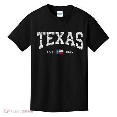Texas Women Men Kids Texas State Map Flag Distressed Kids T-Shirt