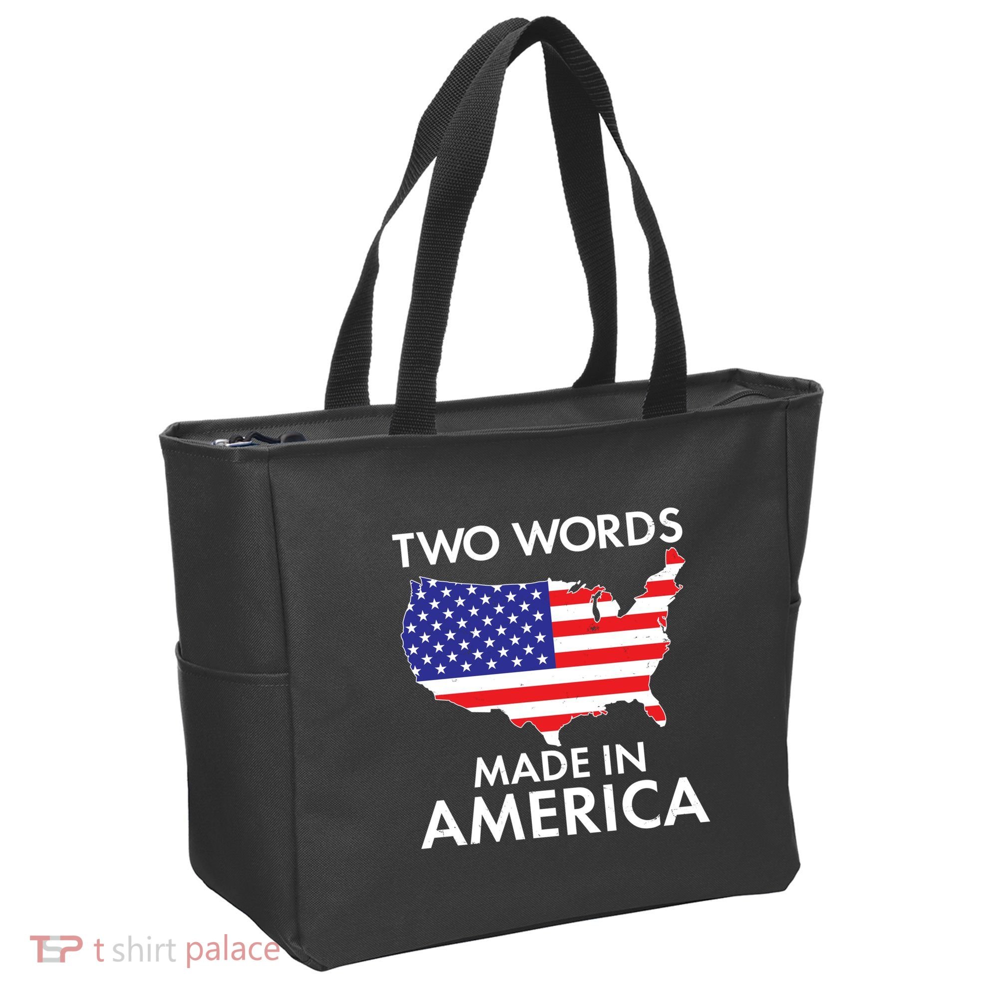 Two Words Made In America Tote Bag
