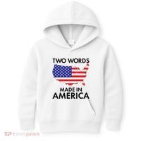 Two Words Made In America Kids Hoodie thumb 0