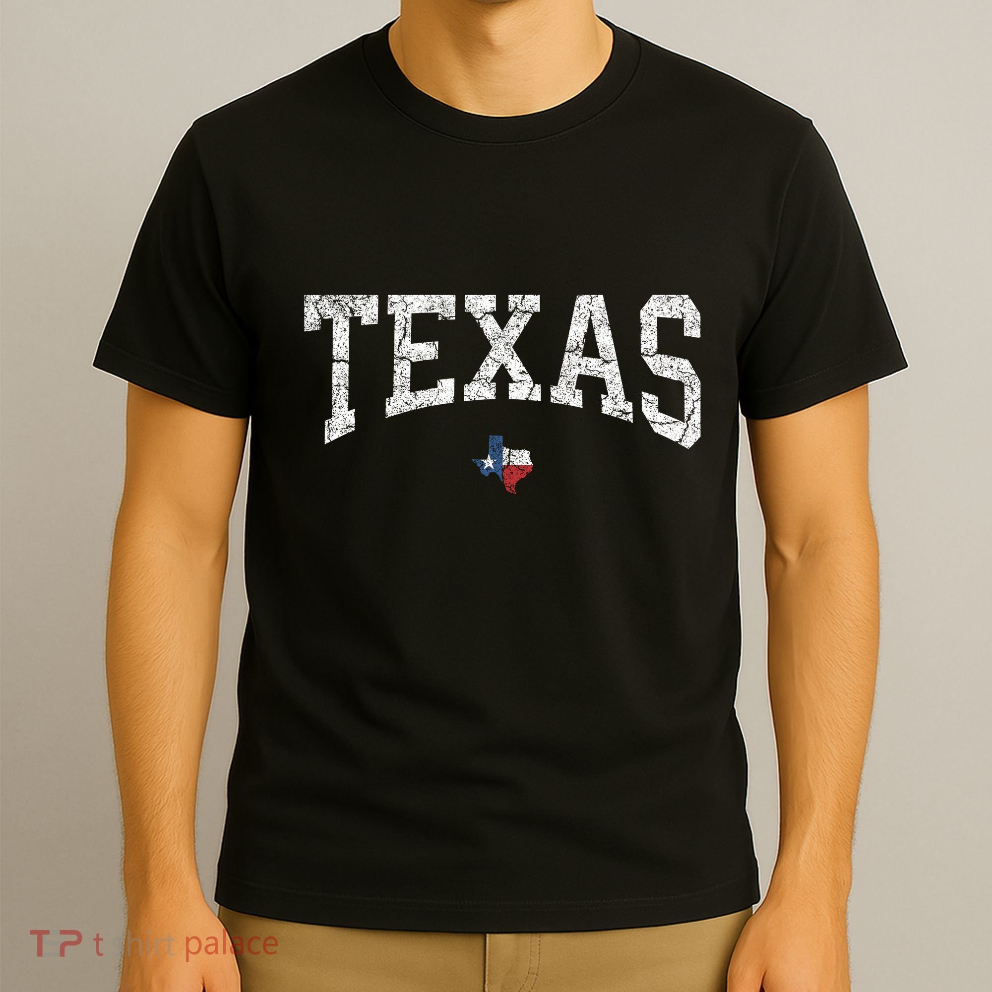 Texas Women Men Kids Texas State Map Flag Distressed T-Shirt