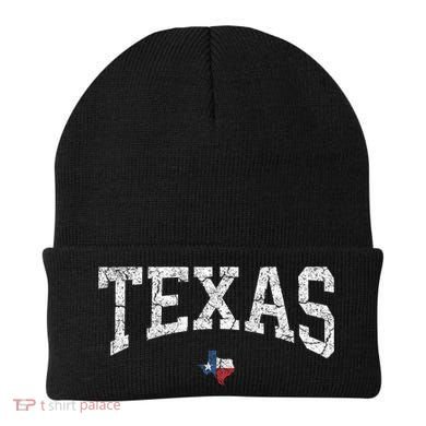 Texas Women Men Kids Texas State Map Flag Distressed Beanie