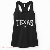Texas Women Men Kids Texas State Map Flag Distressed Women's Tank Top thumb 0