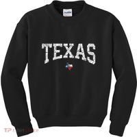 Texas Women Men Kids Texas State Map Flag Distressed Kids Sweatshirt thumb 0