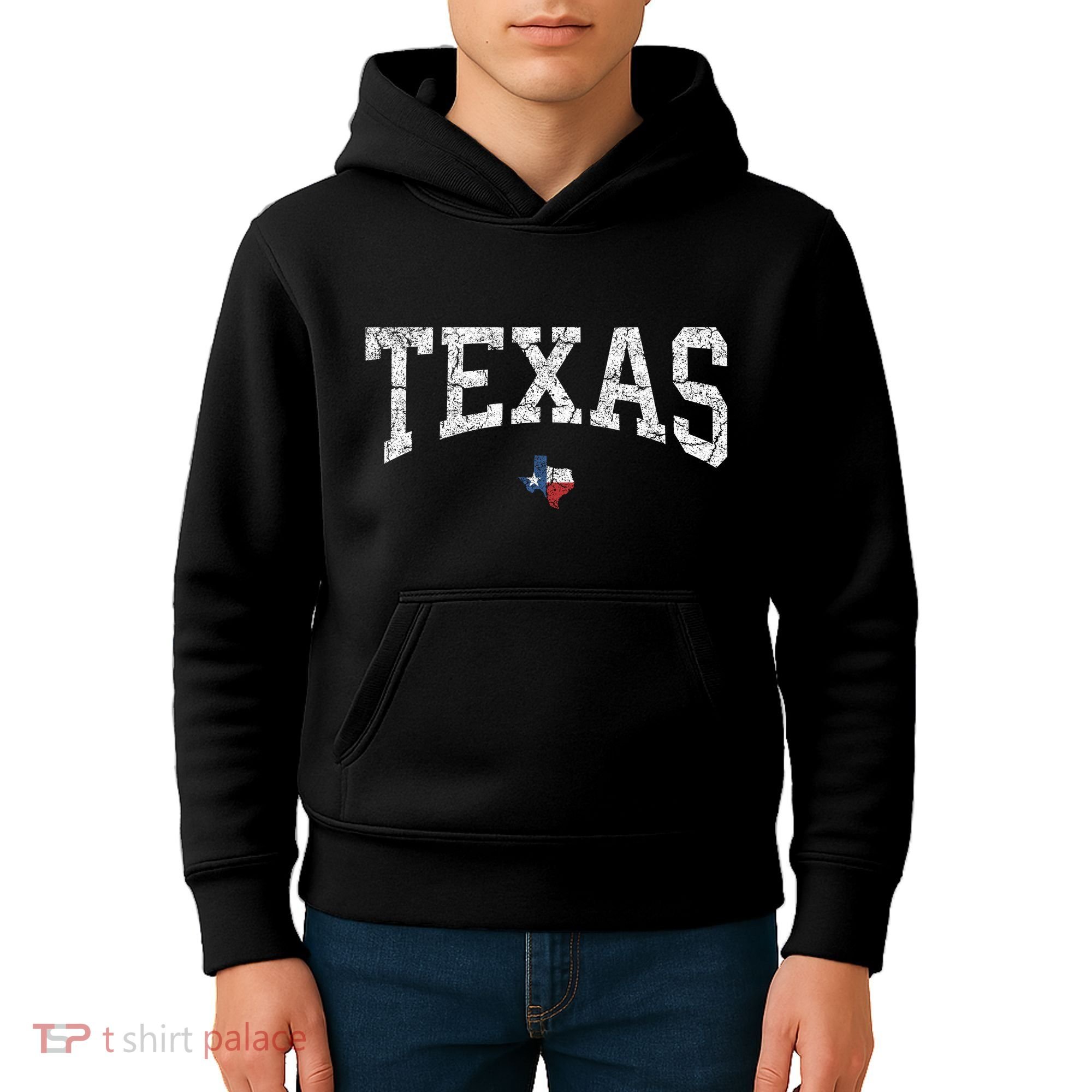 Texas Women Men Kids Texas State Map Flag Distressed Kids Hoodie