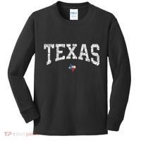 Texas Women Men Kids Texas State Map Flag Distressed Kids Long Sleeve Shirt thumb 0