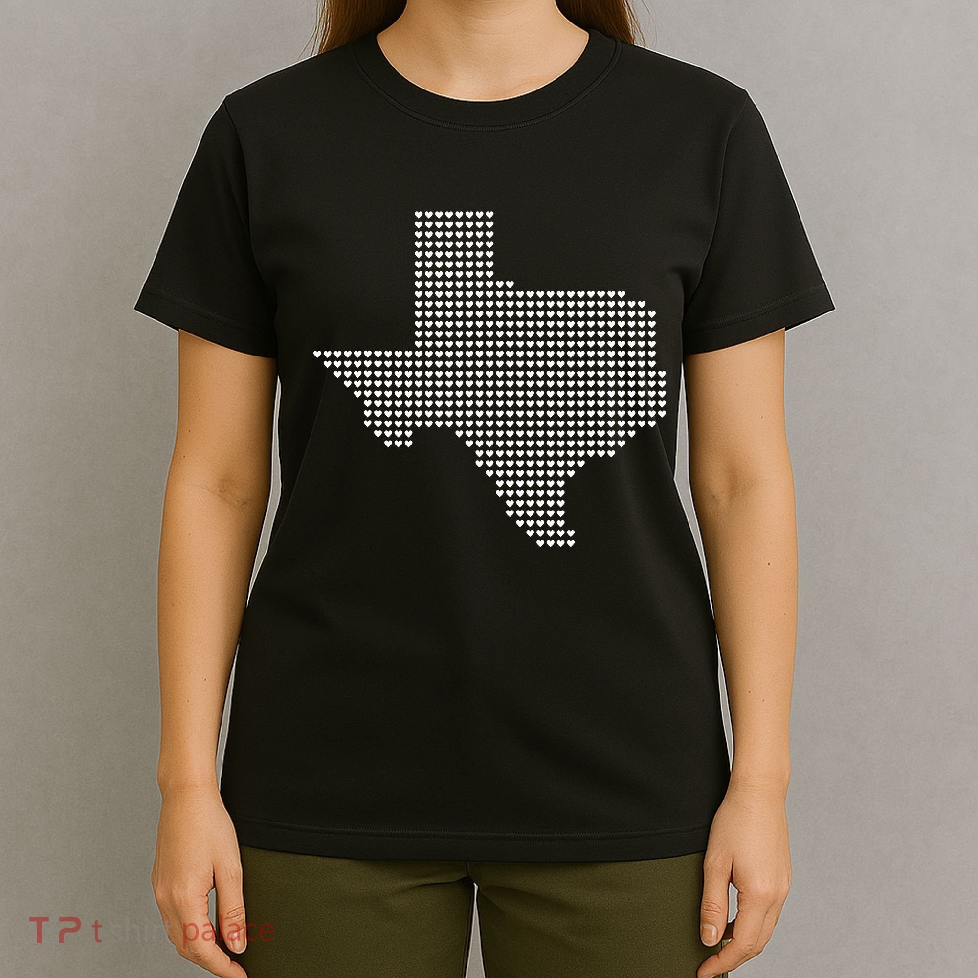 Texas Women Men Kids Texas State Map Made Of Hearts T-Shirt