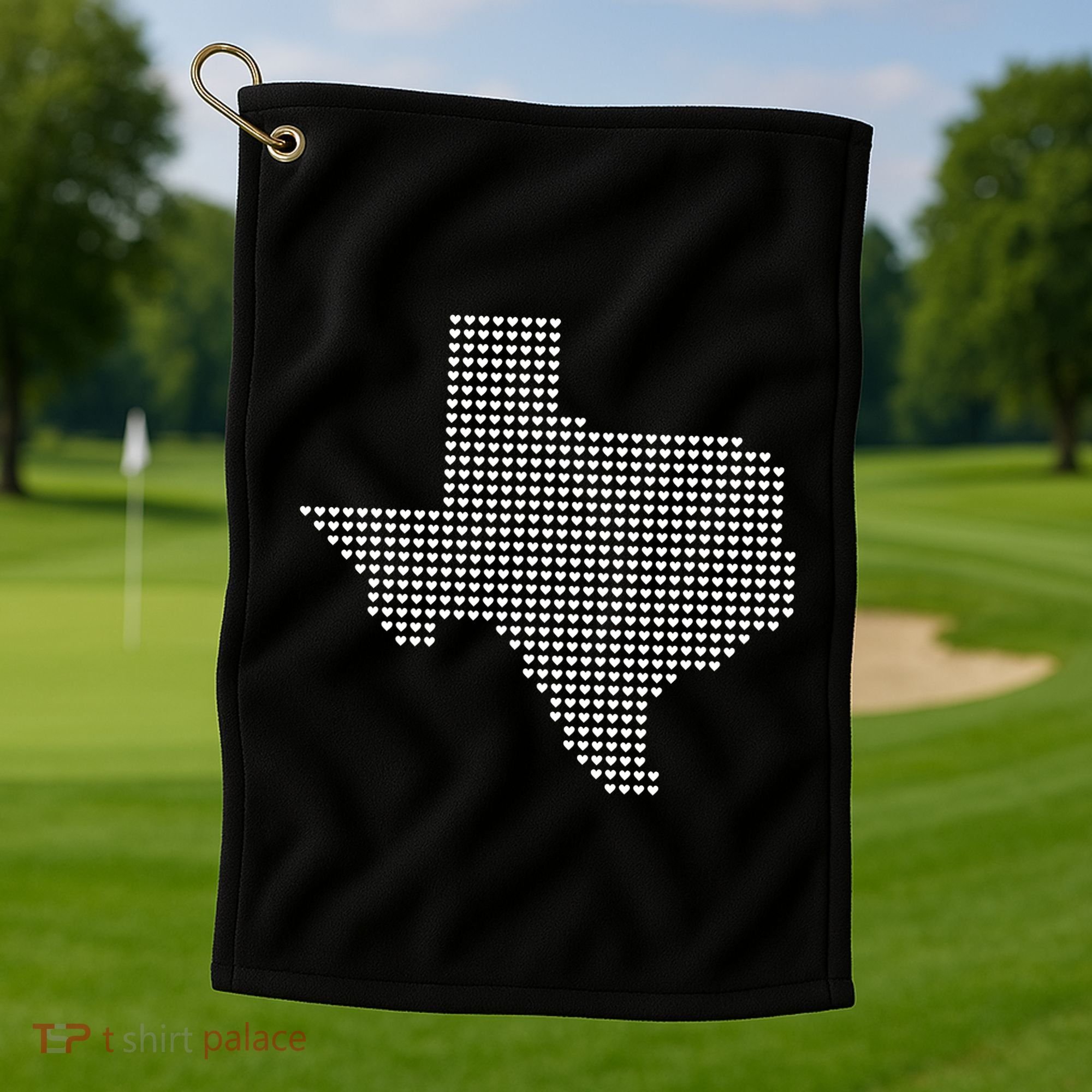 Texas Women Men Kids Texas State Map Made Of Hearts Golf Towel