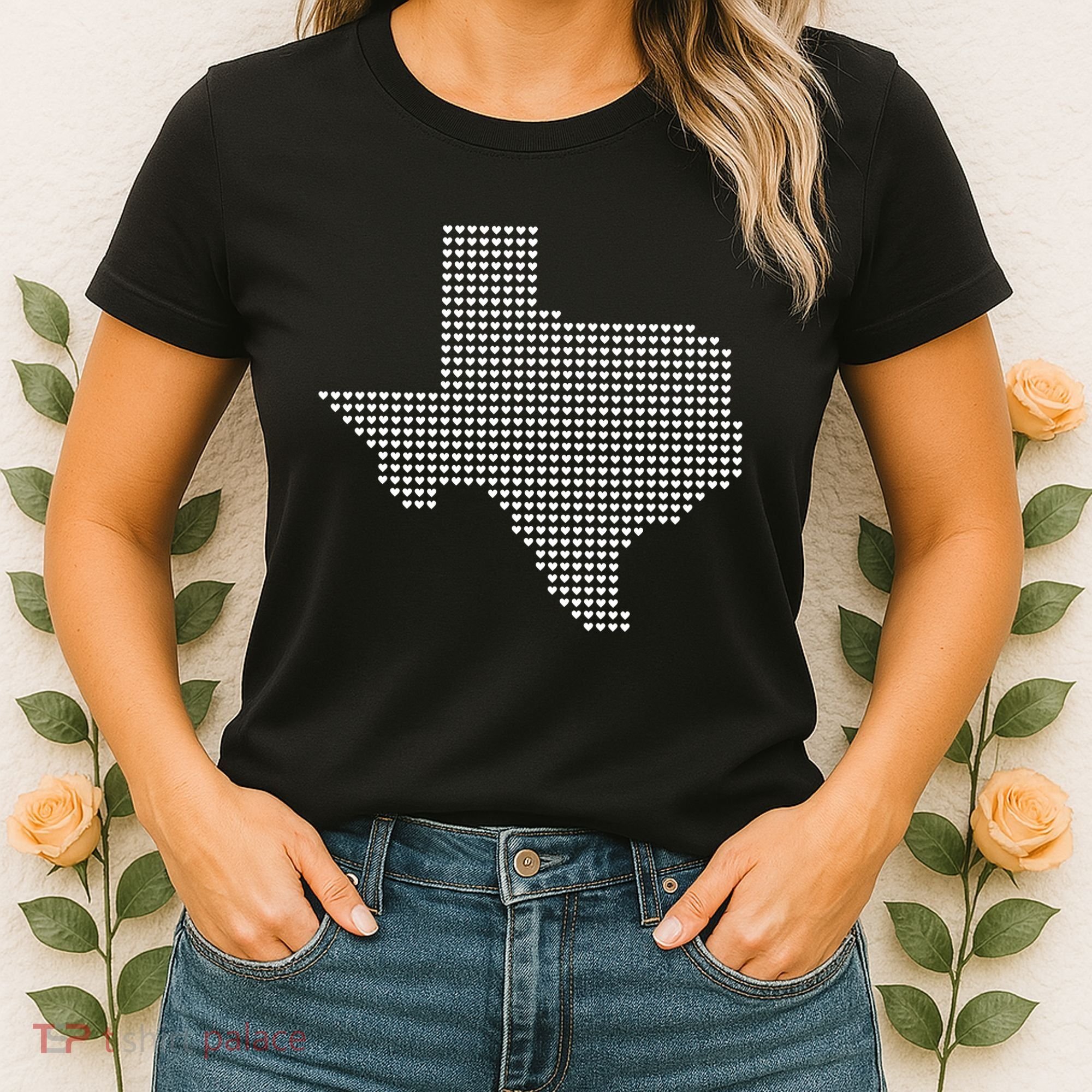 Texas Women Men Kids Texas State Map Made Of Hearts Women's T-Shirt