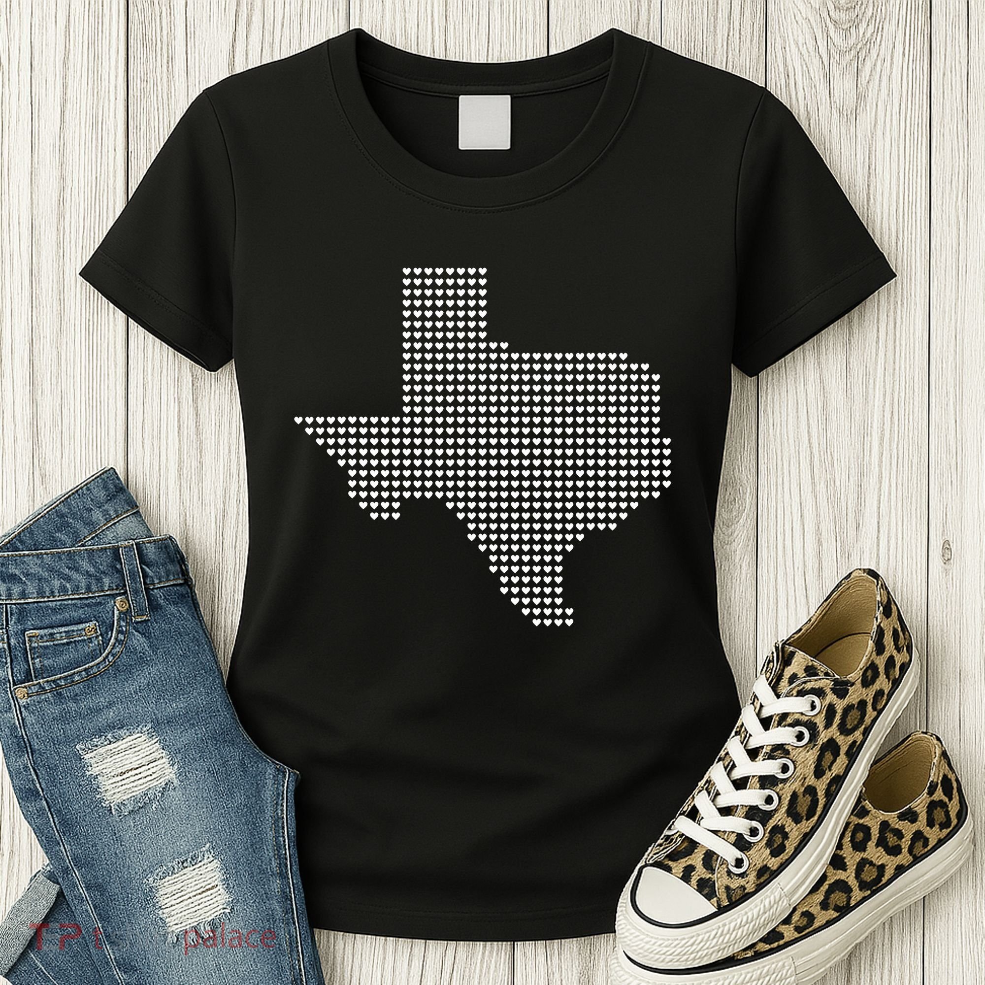 Texas Women Men Kids Texas State Map Made Of Hearts Women's T-Shirt