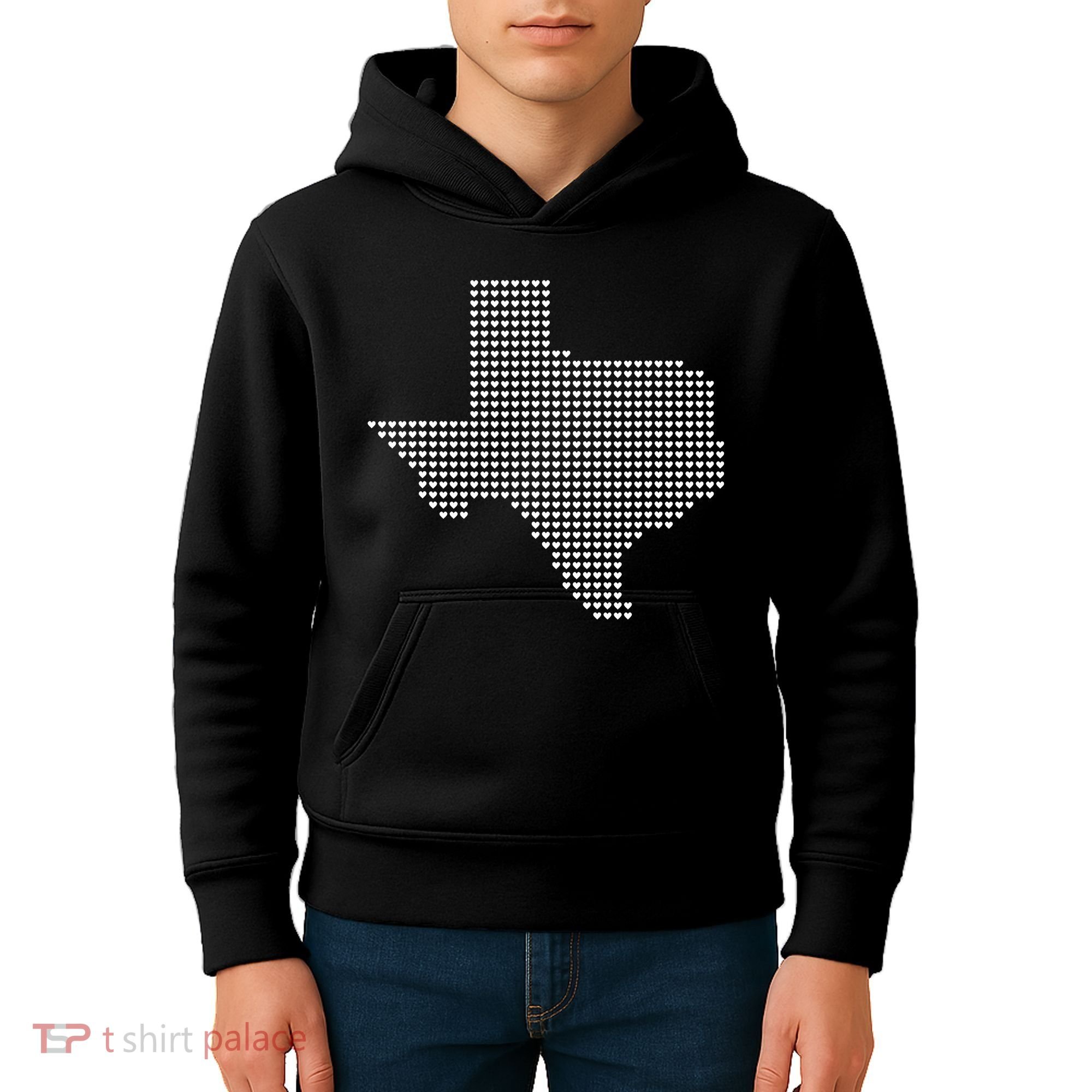 Texas Women Men Kids Texas State Map Made Of Hearts Kids Hoodie