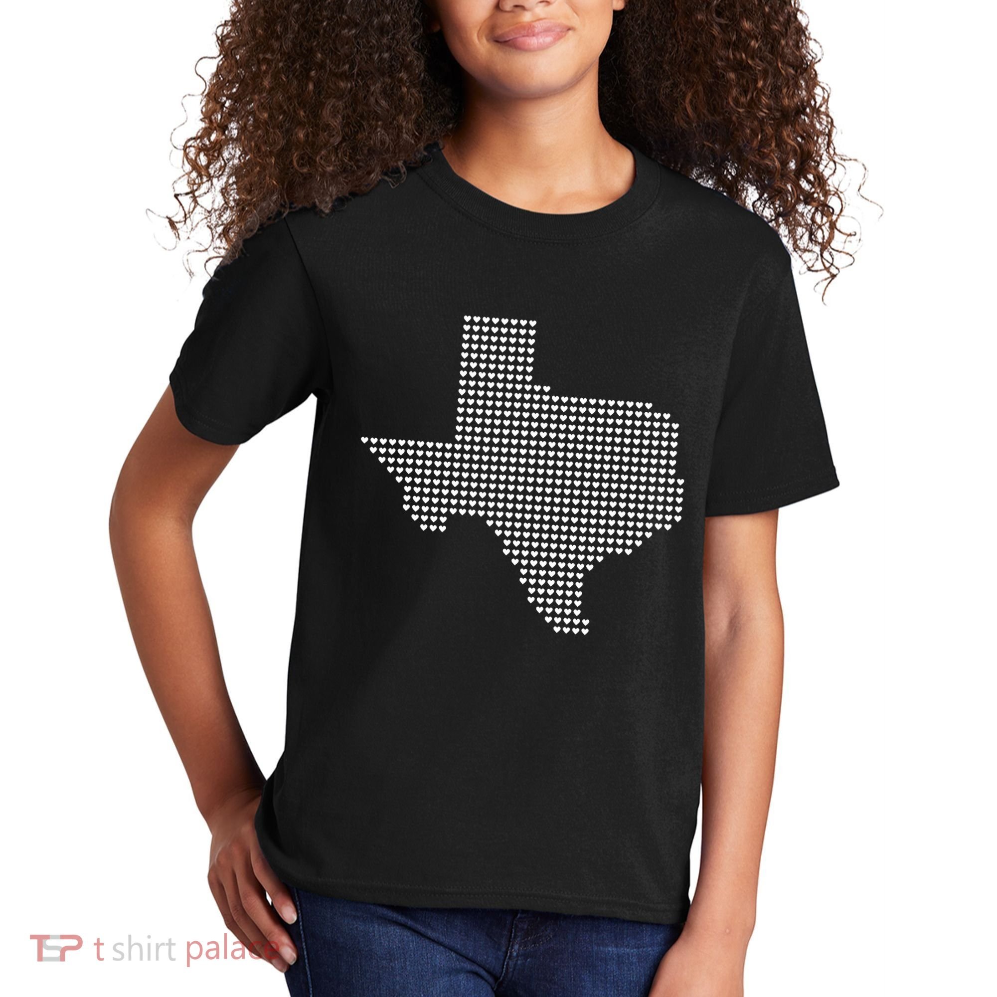 Texas Women Men Kids Texas State Map Made Of Hearts Kids T-Shirt