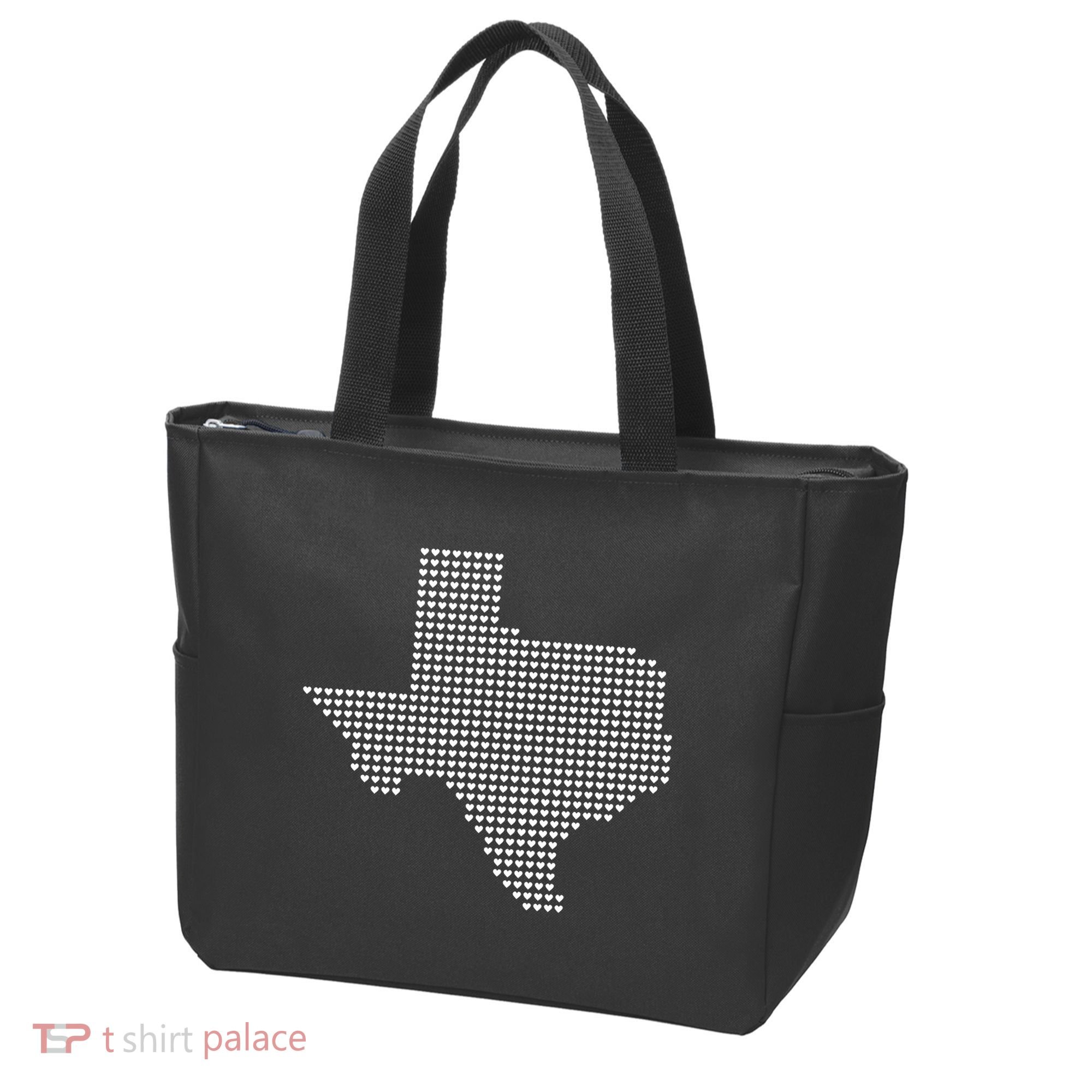 Texas Women Men Kids Texas State Map Made Of Hearts Tote Bag