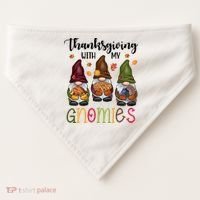 Thanksgiving With My Gnomies Holiday Festive USA-Made Doggie Bandana thumb 0