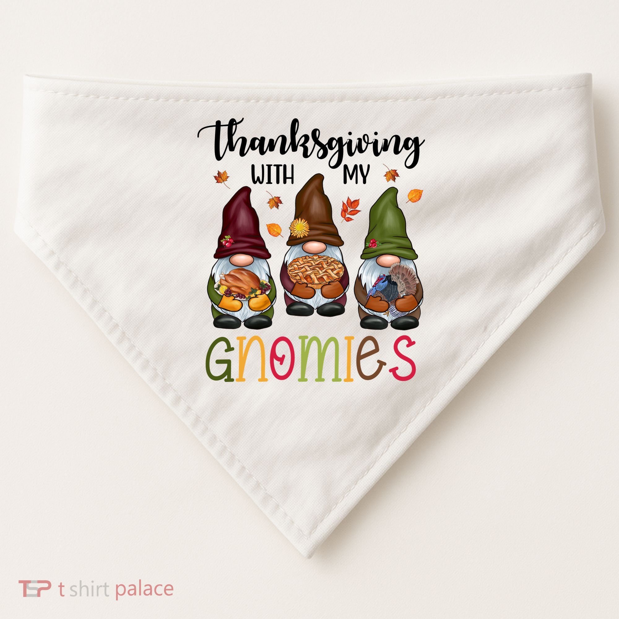 Thanksgiving With My Gnomies Holiday Festive USA-Made Doggie Bandana