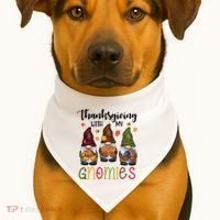 Thanksgiving With My Gnomies Holiday Festive USA-Made Doggie Bandana thumb 1