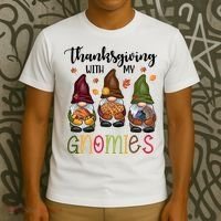 Thanksgiving With My Gnomies Holiday Festive T-Shirt thumb 3