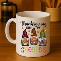 Thanksgiving With My Gnomies Holiday Festive Coffee Mug thumb 4