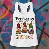 Thanksgiving With My Gnomies Holiday Festive Women's Tank Top thumb 3