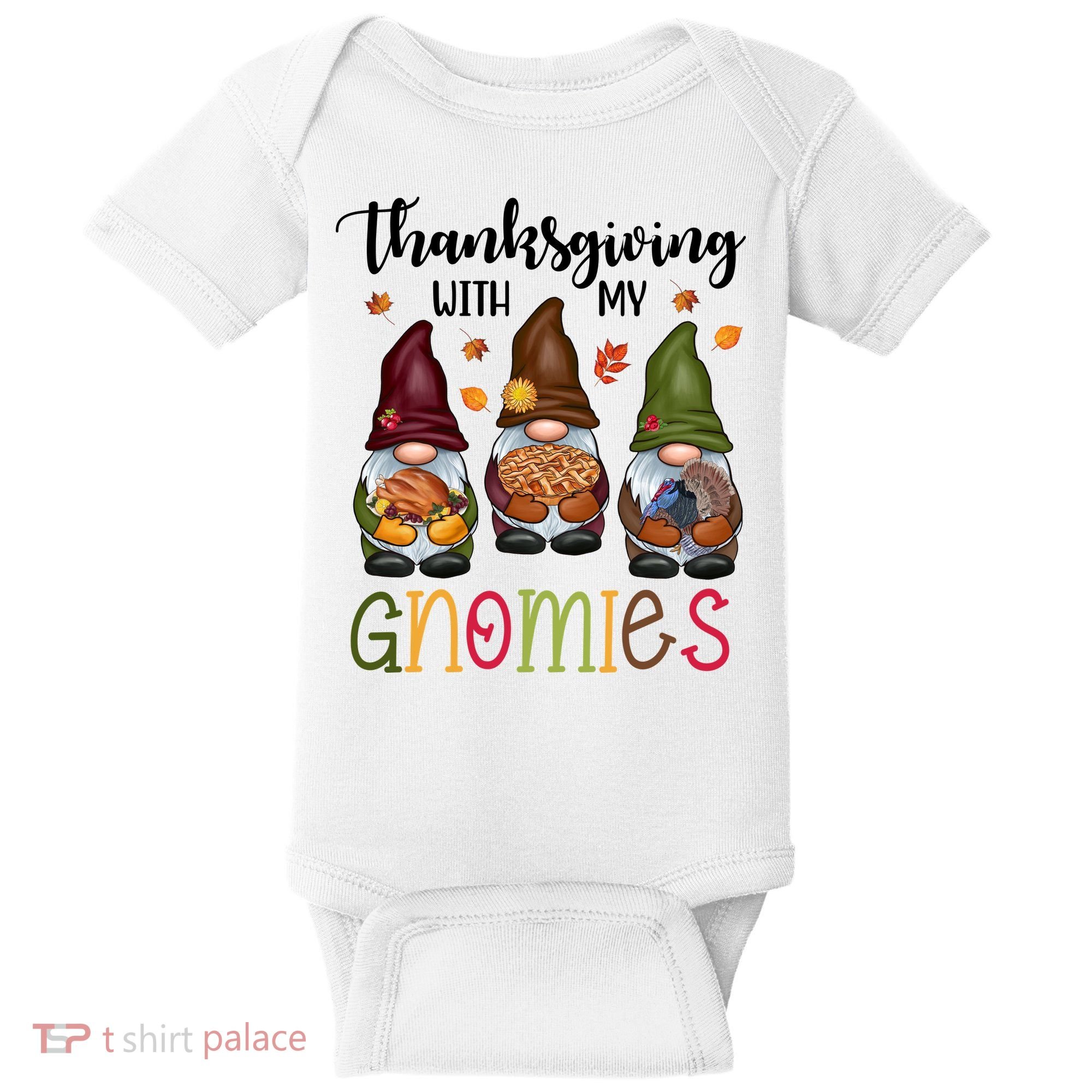 Thanksgiving With My Gnomies Holiday Festive Baby Bodysuit