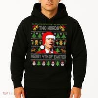 Two Words Merry 4th Of Easter Joe Biden Christmas Sweater Hoodie thumb 2