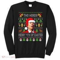 Two Words Merry 4th Of Easter Joe Biden Christmas Sweater Sweatshirt thumb 0