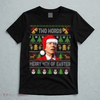 Two Words Merry 4th Of Easter Joe Biden Christmas Sweater T-Shirt thumb 5