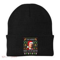 Two Words Merry 4th Of Easter Joe Biden Christmas Sweater Beanie thumb 0