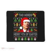 Two Words Merry 4th Of Easter Joe Biden Christmas Sweater Mousepad thumb 0