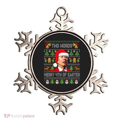 Two Words Merry 4th Of Easter Joe Biden Christmas Sweater Ornament