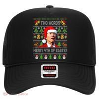 Two Words Merry 4th Of Easter Joe Biden Christmas Sweater Hat thumb 0