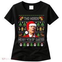 Two Words Merry 4th Of Easter Joe Biden Christmas Sweater Women's T-Shirt thumb 0