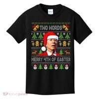 Two Words Merry 4th Of Easter Joe Biden Christmas Sweater Kids T-Shirt thumb 0