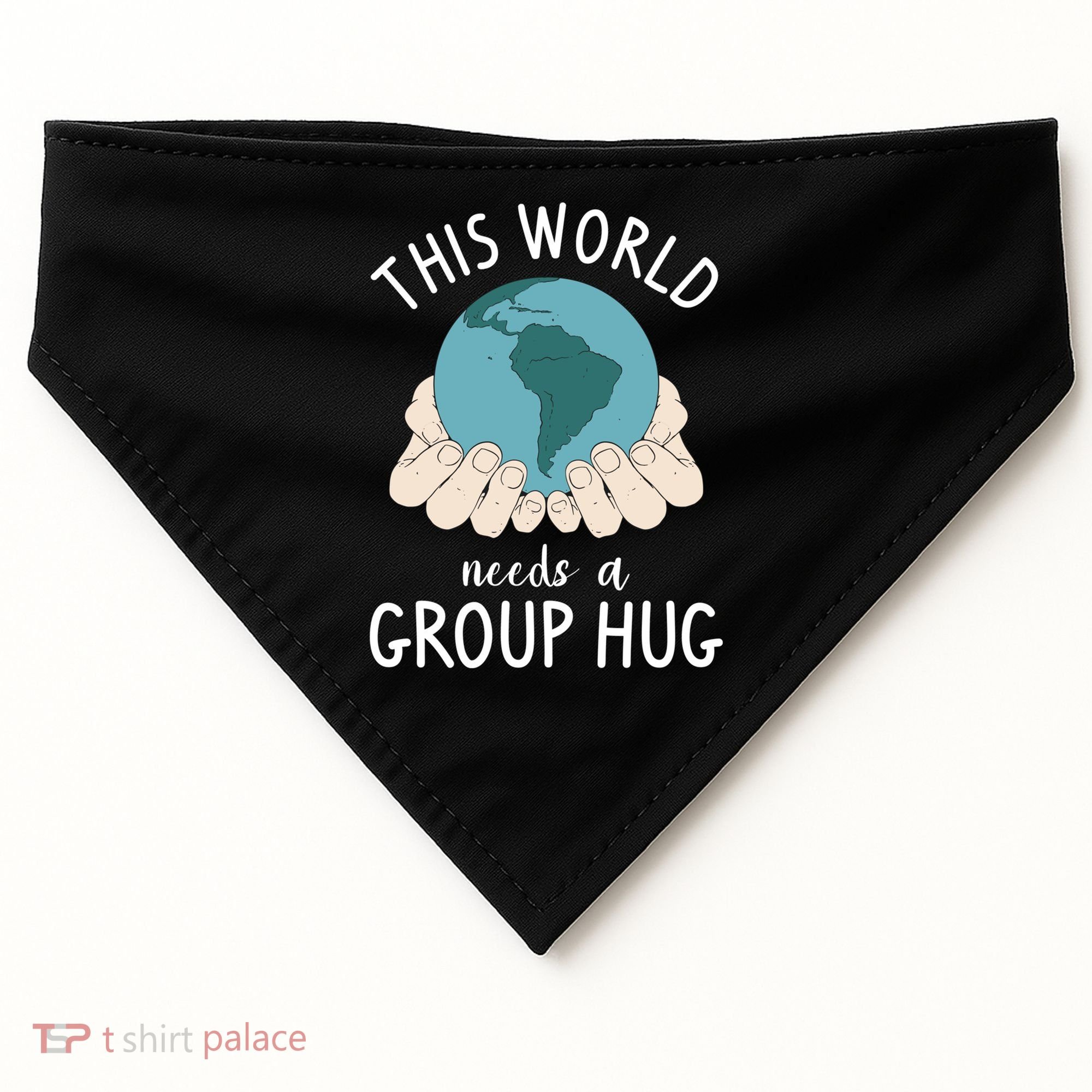This World Needs A Group Hug International World Peace Day Gift USA-Made Doggie Bandana