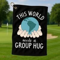 This World Needs A Group Hug International World Peace Day Gift Golf Towel thumb 1