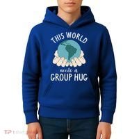 This World Needs A Group Hug International World Peace Day Gift Kids Hoodie thumb 4