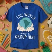 This World Needs A Group Hug International World Peace Day Gift Kids T-Shirt thumb 3
