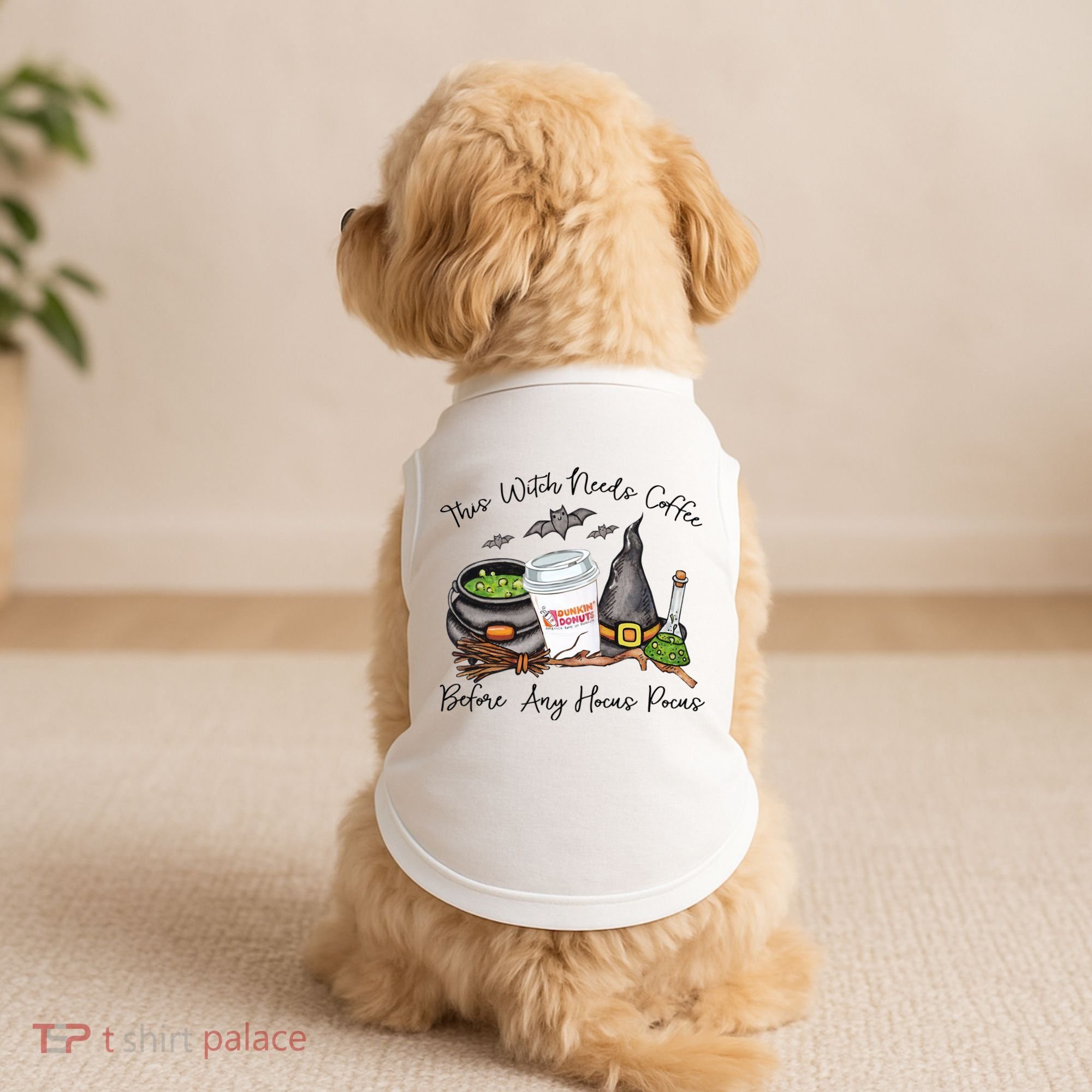 This Witch Needs Coffee Before Any Hocus Pocus Doggie Tank