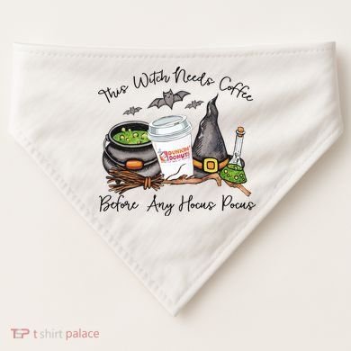 This Witch Needs Coffee Before Any Hocus Pocus USA-Made Doggie Bandana